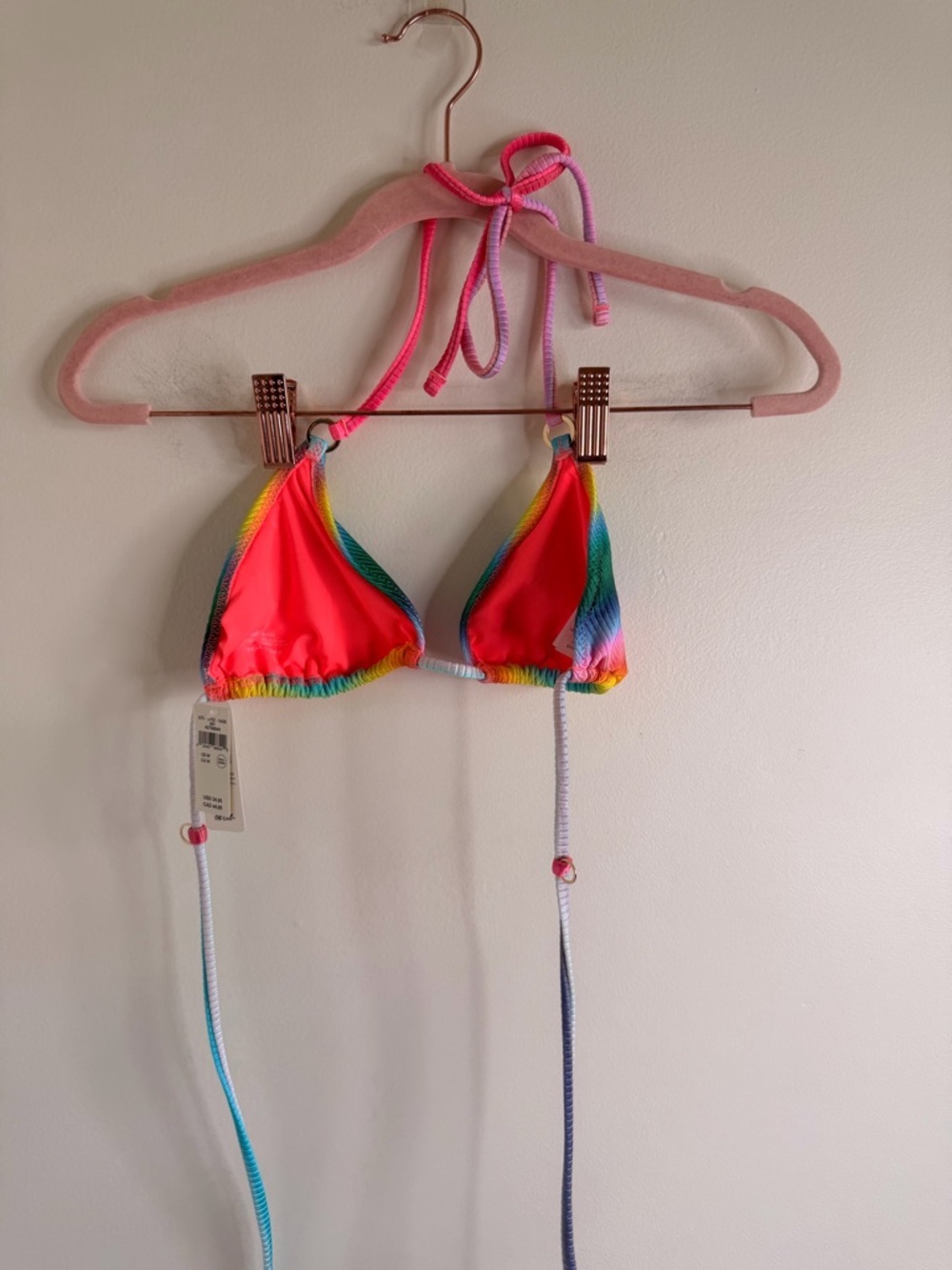 aerie Multicolor Ribbed Triangle Bikini Top - Picture 3 of 4